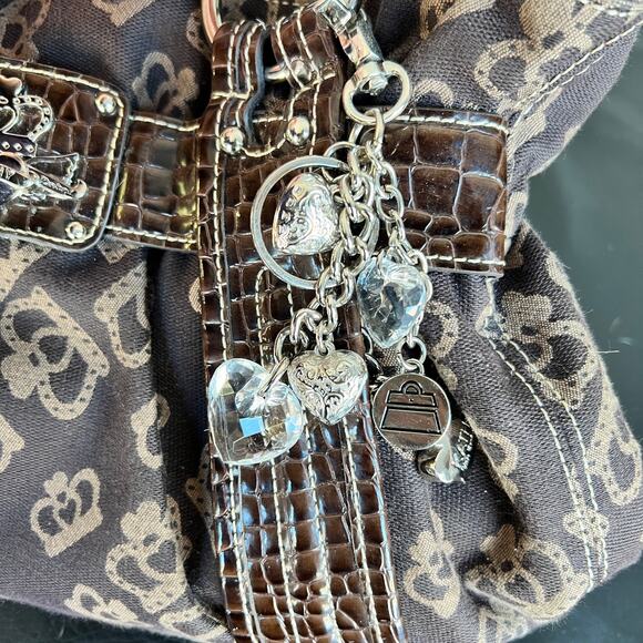 Kathy Van Zeeland Brown Crown Pattern Shoulder Bag - Picture 4 of 12